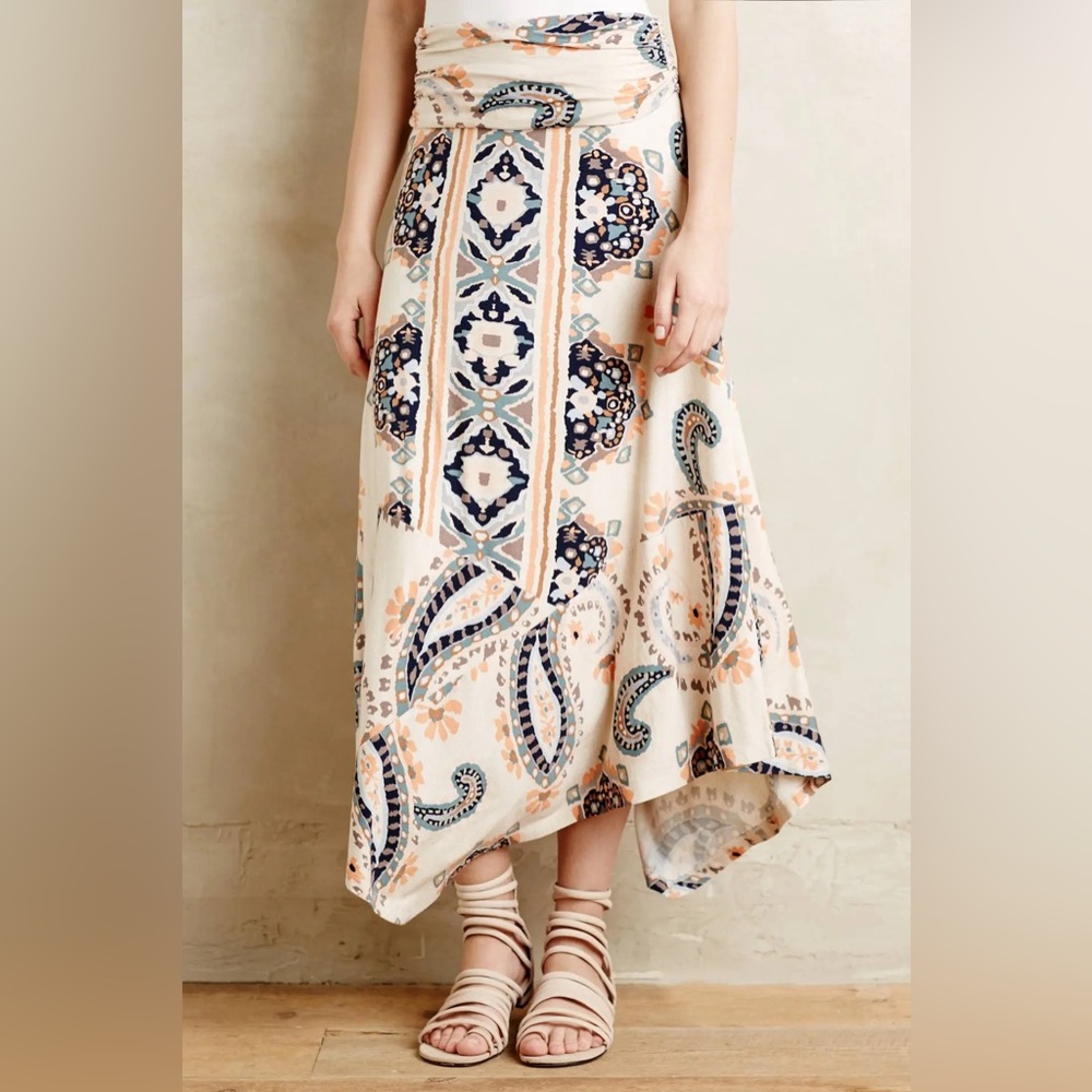 Anthropologie Maeve Asymmetrical Wrap Maxi Skirt Casual Medium size multi color - Picture 3 of 14